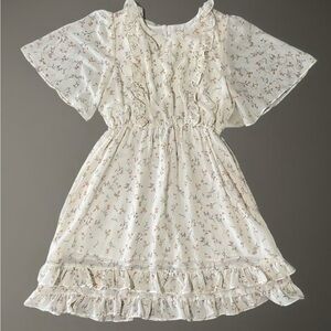 🌾 Hayden Cream Floral Kids’ Dress~Girls’ XL~A-Line~Bell Sleeves~Ruffles